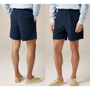 J.Crew | NWT 6" pleated utility sport short stretch cotton blend in Navy | Sz L